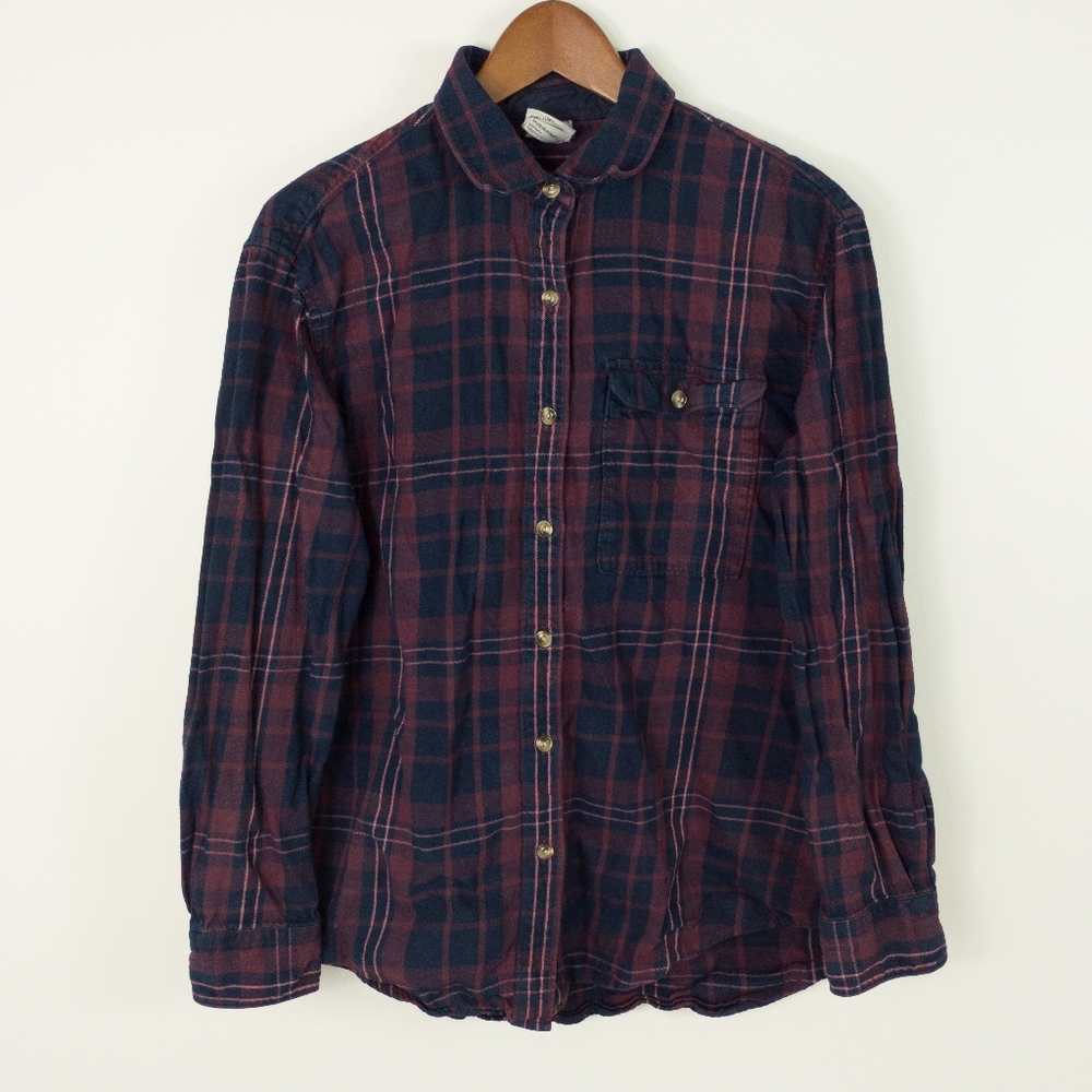 The North Face Plaid Lined Flannel Shirt Women's Size Medium Burgund